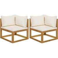 Sectional Corner Sofas 2 pcs with Cushions Solid Wood Acacia