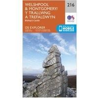 Ordnance Survey Explorer 216 Welshpool & Montegomery Map With Digital Version, Orange