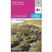 Ordnance Survey Landranger 4 Shetland  South Mainland Map With Digital Version, Pink