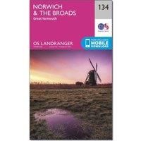 Ordnance Survey Landranger 134 Norwich & The Broads, Great Yarmouth Map With Digital Version, Pink