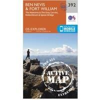 Ordnance Survey Explorer Active 392 Ben Nevis Map With Digital Version, D/D