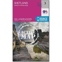 Landranger Active 3 Shetland Sullom Voe & Whalsay Map With Digital Version, Pink