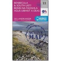 Ordnance Survey Landranger Active 22 Benbecula & South Uist Map With Digital Version, Pink