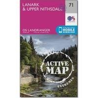 Ordnance Survey Landranger Active 71 Lanark & Upper Nithsdale Map With Digital Version, Pink