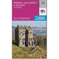 Landranger Active 73 Peebles, Galashiels & Selkirk, Tweed Valley Map With Digital Version, Pink