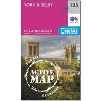 Ordnance Survey Landranger Active 105 York & Selby Map With Digital Version, Pink