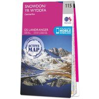 Snowdon / Yr Wyddfa Map | Weatherproof | Caernafon | Ordnance Survey | OS Landranger Active Map 115 | Wales | Walks | Cycling | Days Out | Maps | Adventure