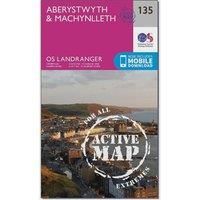 Ordnance Survey Landranger Active 135 Aberystwyth & Machynlleth Map With Digital Version, Pink/D