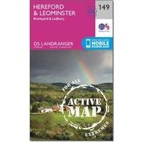 Ordnance Survey Landranger Active 149 Hereford & Leominster, Bromyard & Ledbury Map With Digital Version, Pink