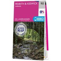 Ordnance Survey Landranger Active 90 Penrith, Keswick & Ambleside Map With Digital Version, Pink