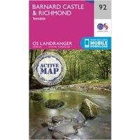 Ordnance Survey Landranger Active 92 Barnard Castle and surrounding area Map With Digital Version, Pink