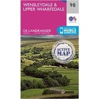 Landranger Active 98 Wensleydale & Upper Wharfedale Map With Digital Version, Pink