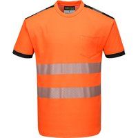 Portwest PW3 Hi Vis Cotton Comfort Short Sleeve T Shirt Orange / Black XS