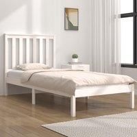 Bed Frame White Solid Wood Pine 75x190 cm Small Single