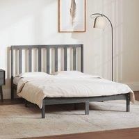 Bed Frame Grey Solid Wood Pine 135x190 cm Double