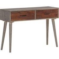 Console Table Grey 110x35x75 cm Solid Rough Mango Wood