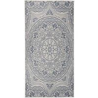 Outdoor Flatweave Rug 100x200 cm Blue Pattern